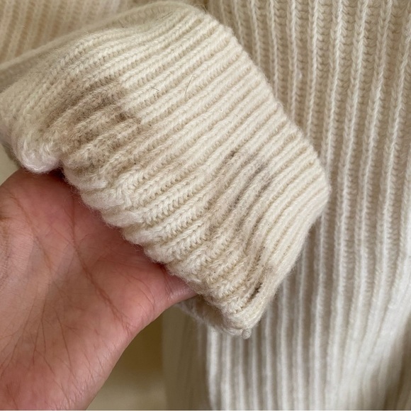 GANNI Wool Blend Rib Knit Ivory Long Cardigan - Picture 4 of 12